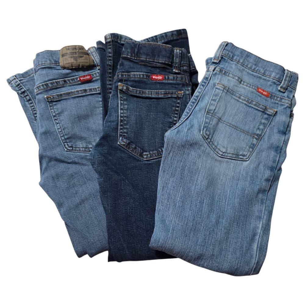 Wrangler Boys Jeans Lot of 3 Size 10 10 Husky 12 Slim Bootcut Straight Denim